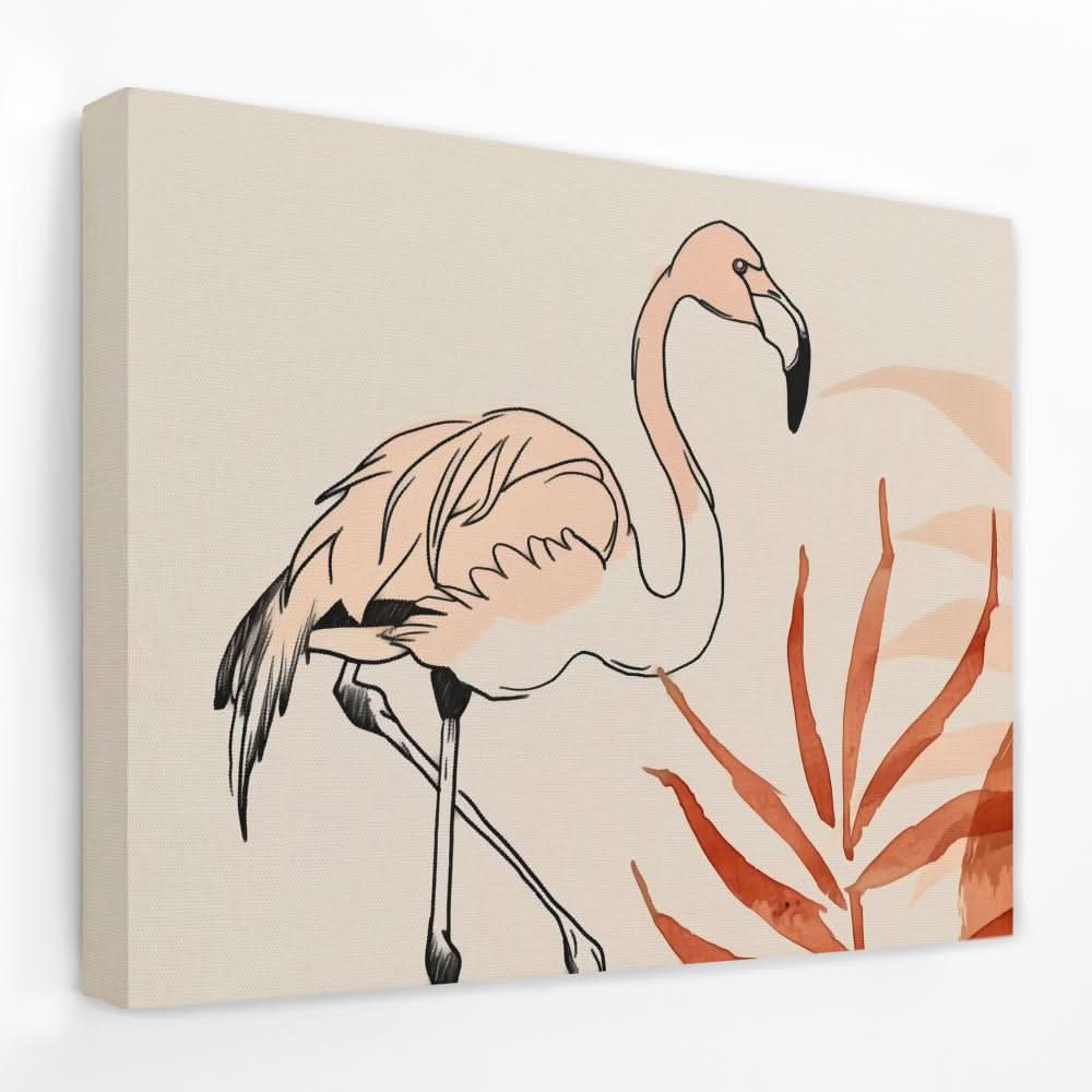 Flamingo Doodle - Animals Canvas Wall Art