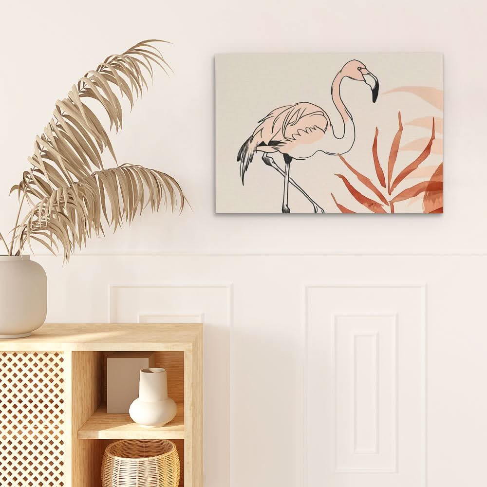 Flamingo Doodle - Large Abstract Canvas Print