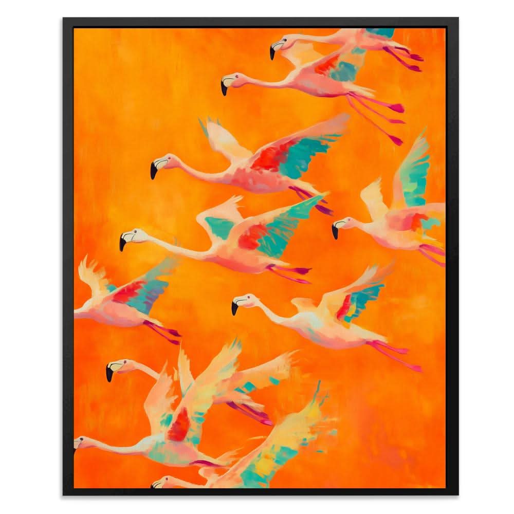 Flamingo Flock - Bird Art for Bathroom