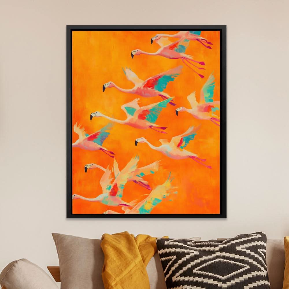 Flamingo Flock - Large Canvas Print
