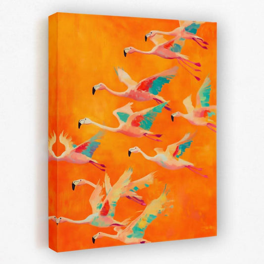 Flamingo Flock - Bird Canvas Wall Art