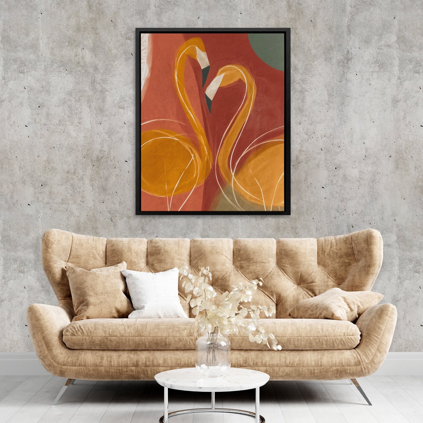 Flamingo Hearts Entwined - Luxury Wall Art