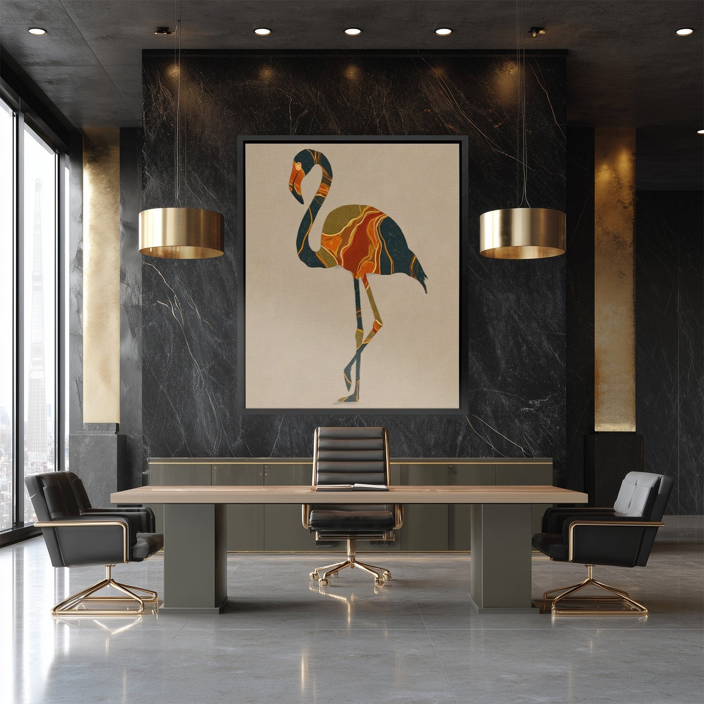 Flamingo Marble Dreams - Luxury Wall Art