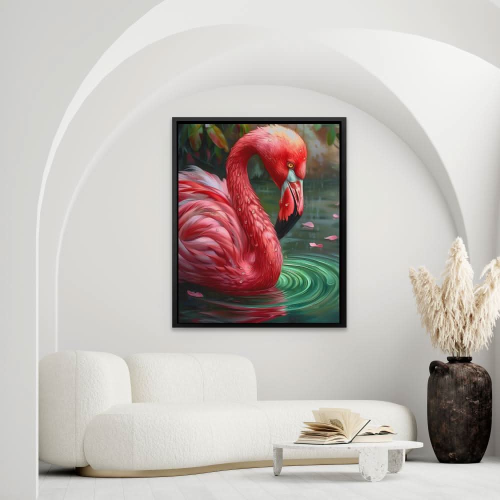 Flamingo Reflection - Pink Canvas Wall Art