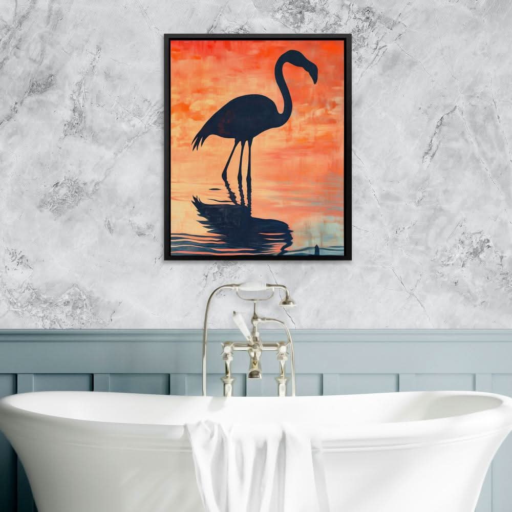 Flamingo Sunset Glow - Wall Art in Black Frame