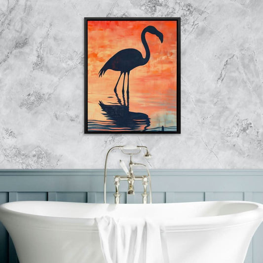 Flamingo Sunset Glow - Wall Art in Black Frame