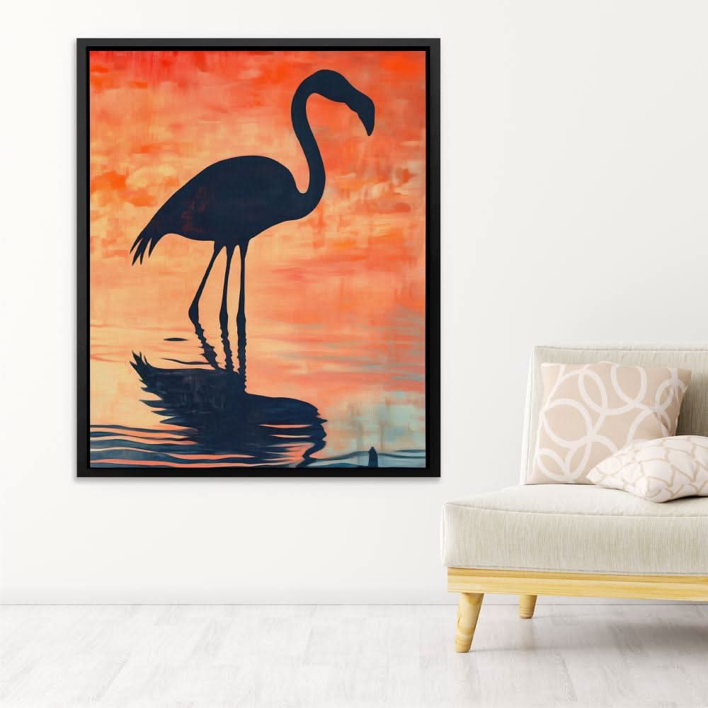 Flamingo Sunset Glow - Orange Coastal Canvas Print