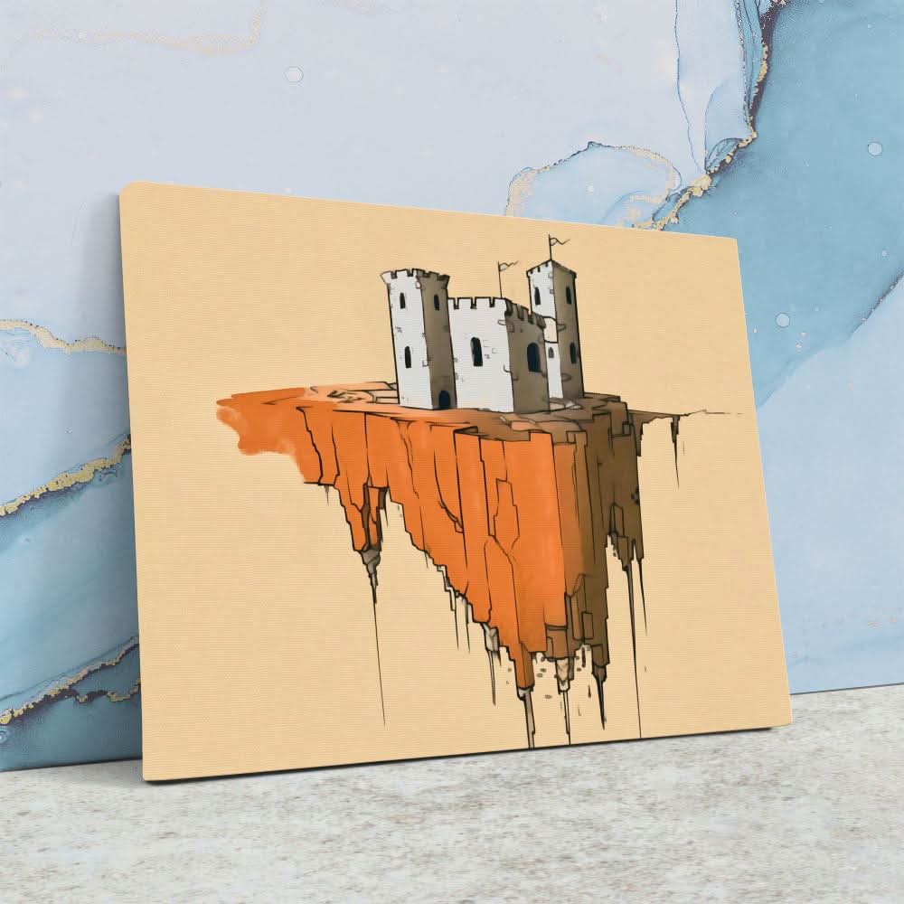 Floating Castle - Fantasy Wall Art in Black Frame