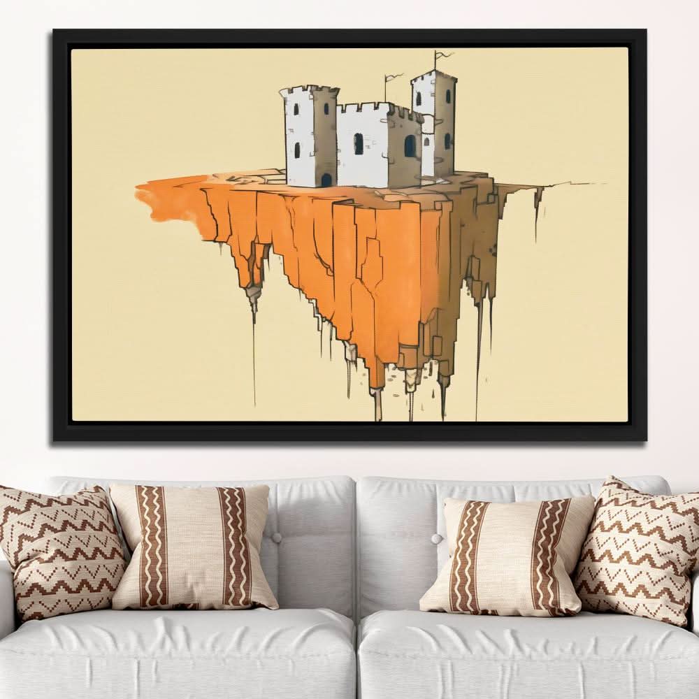 Floating Castle - Neutral Medieval Canvas Print