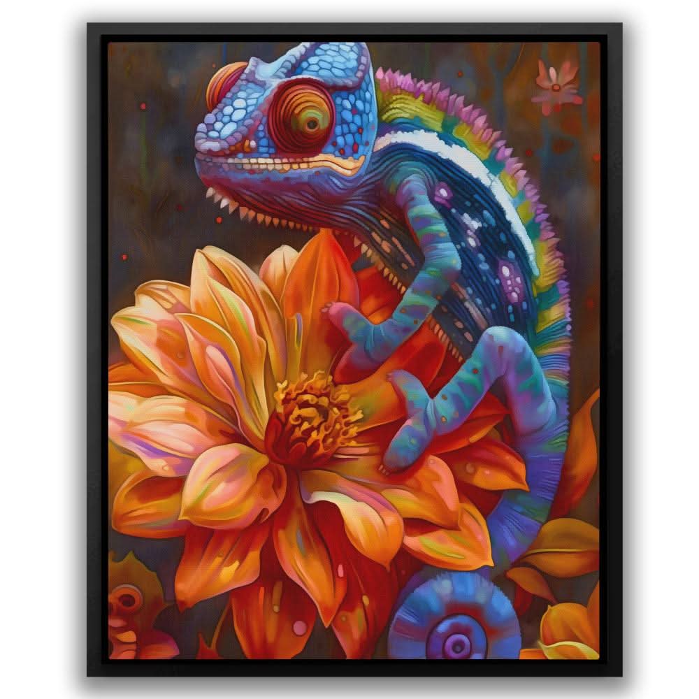 Floral Chameleon - Large Canvas Print