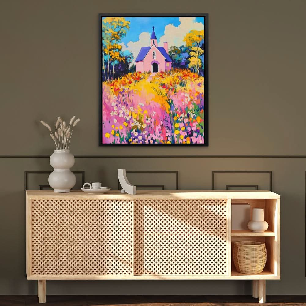 Floral Chapel Charm - Pastel Canvas Wall Art