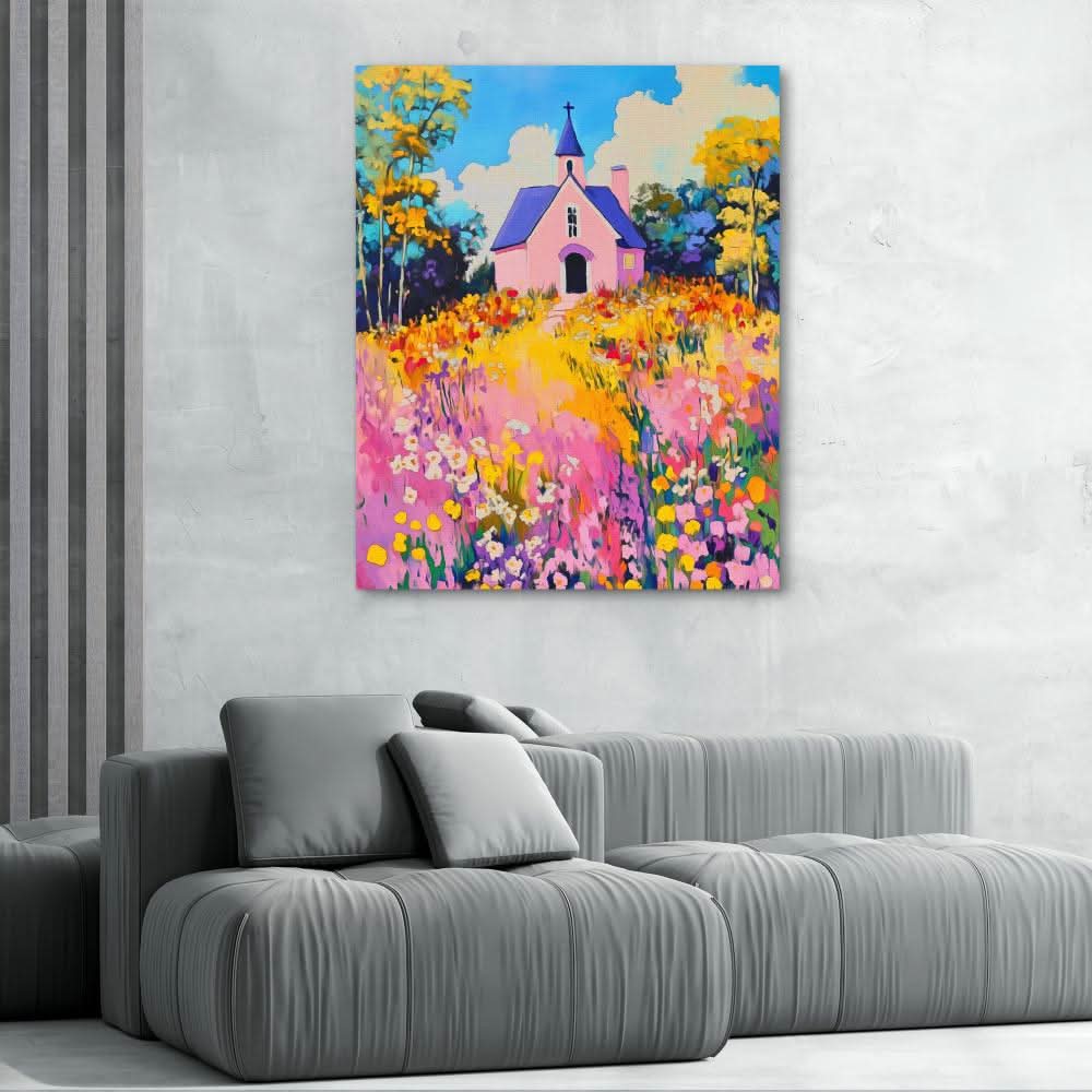 Floral Chapel Charm - Pastel Wall Art for Kitchen