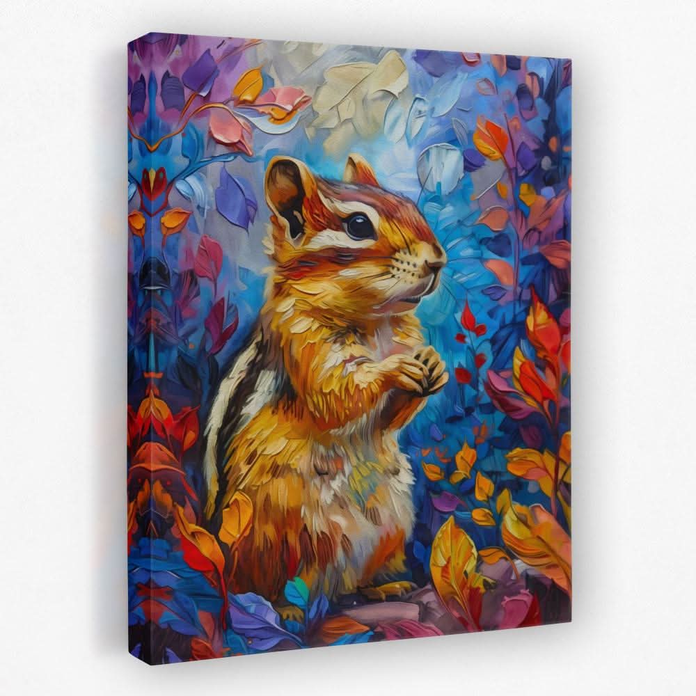 Floral Chipmunk - Animals Canvas Wall Art