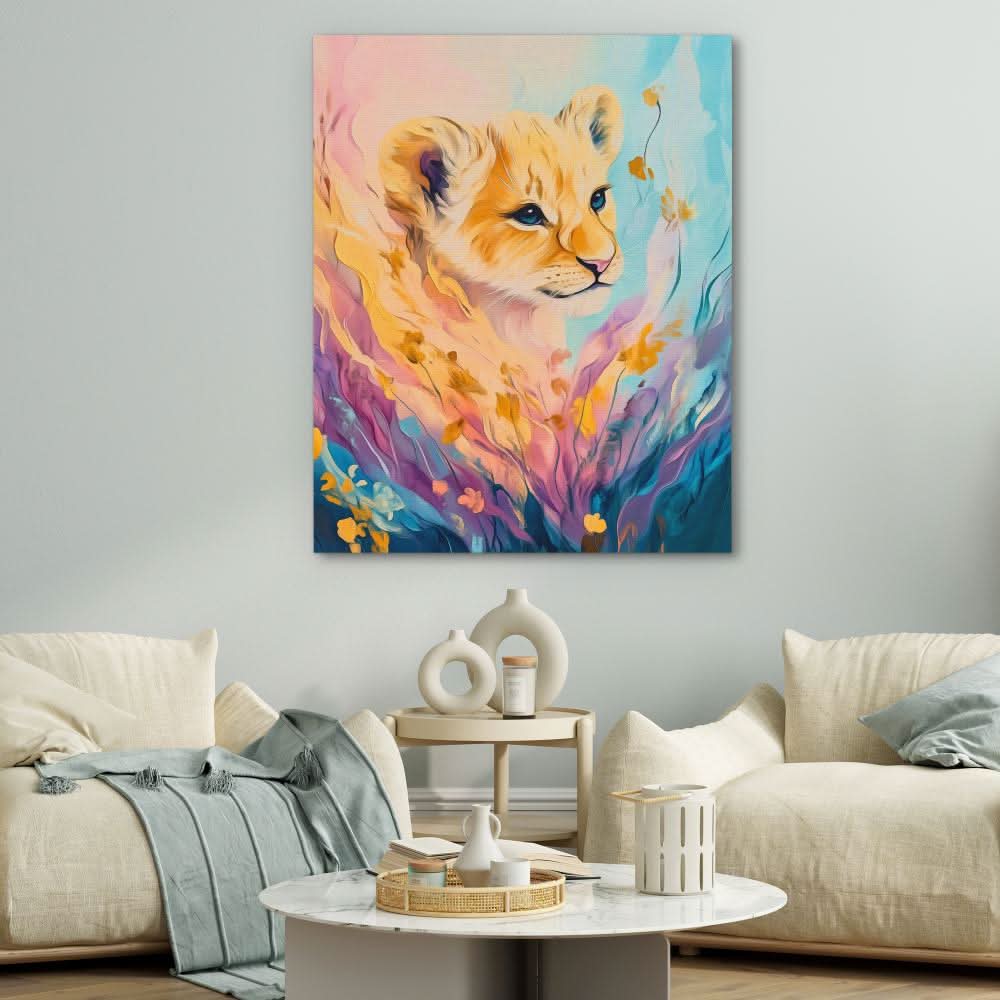 Floral Cub - Wall Art in Black Frame