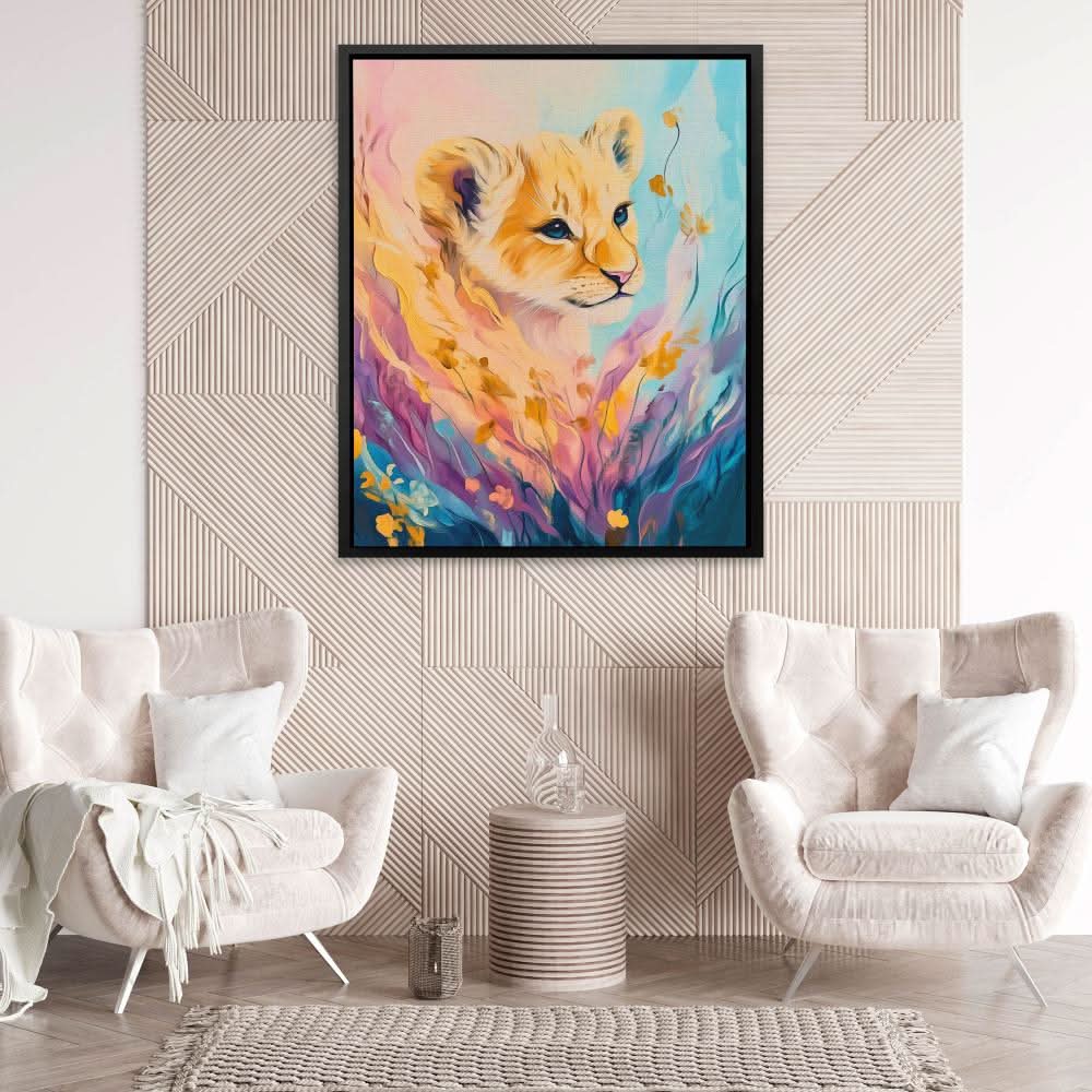 Floral Cub - Pastel Lion Canvas Print