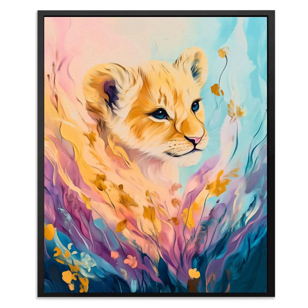 Floral Cub - Pastel Canvas Wall Art