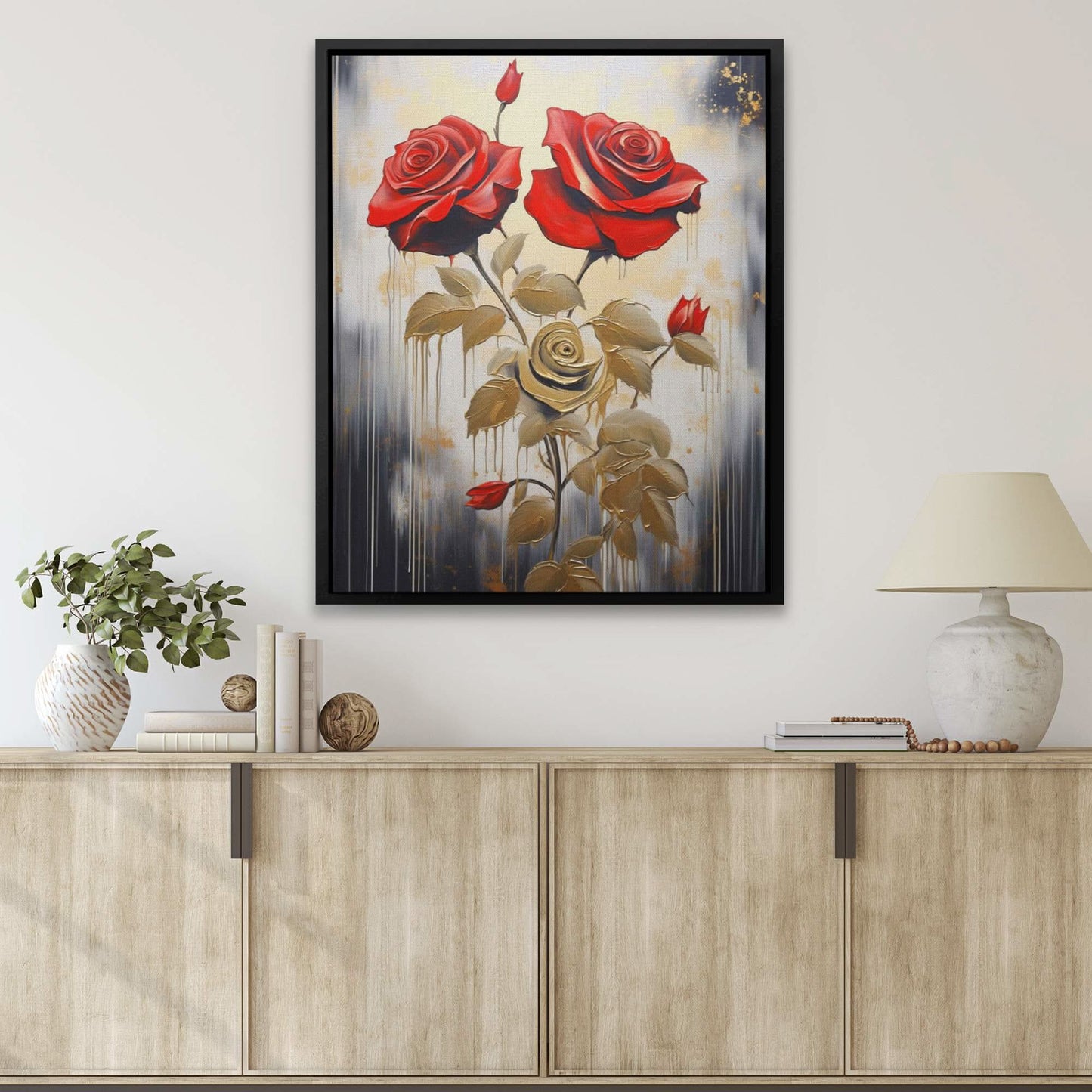 Floral Elegance - Gold Wall Art for Bathroom