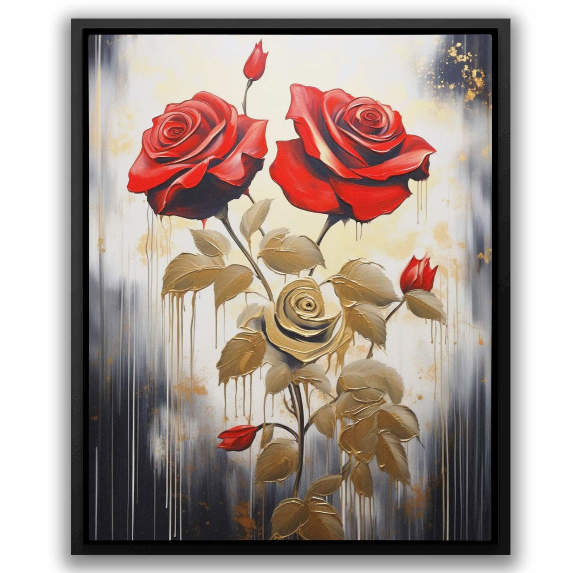 Floral Elegance - Rose Wall Art in Black Frame