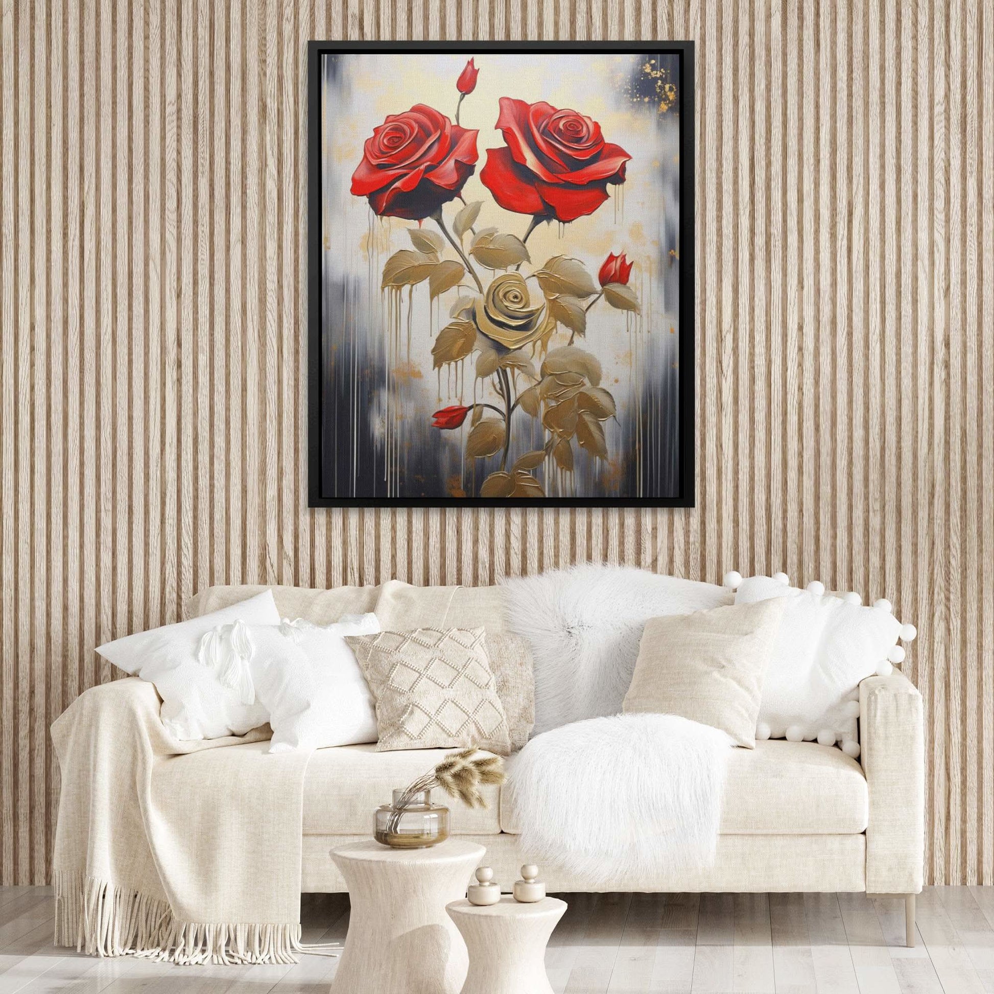 Floral Elegance - Gold Rose Canvas Print