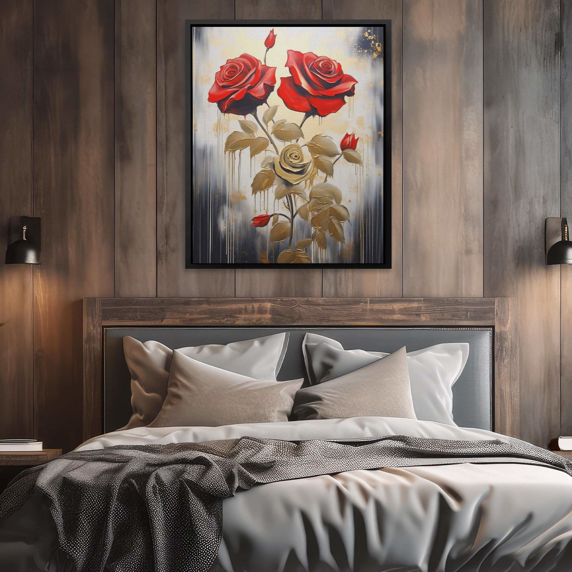 Floral Elegance - Abstract Wall Art in Black Frame