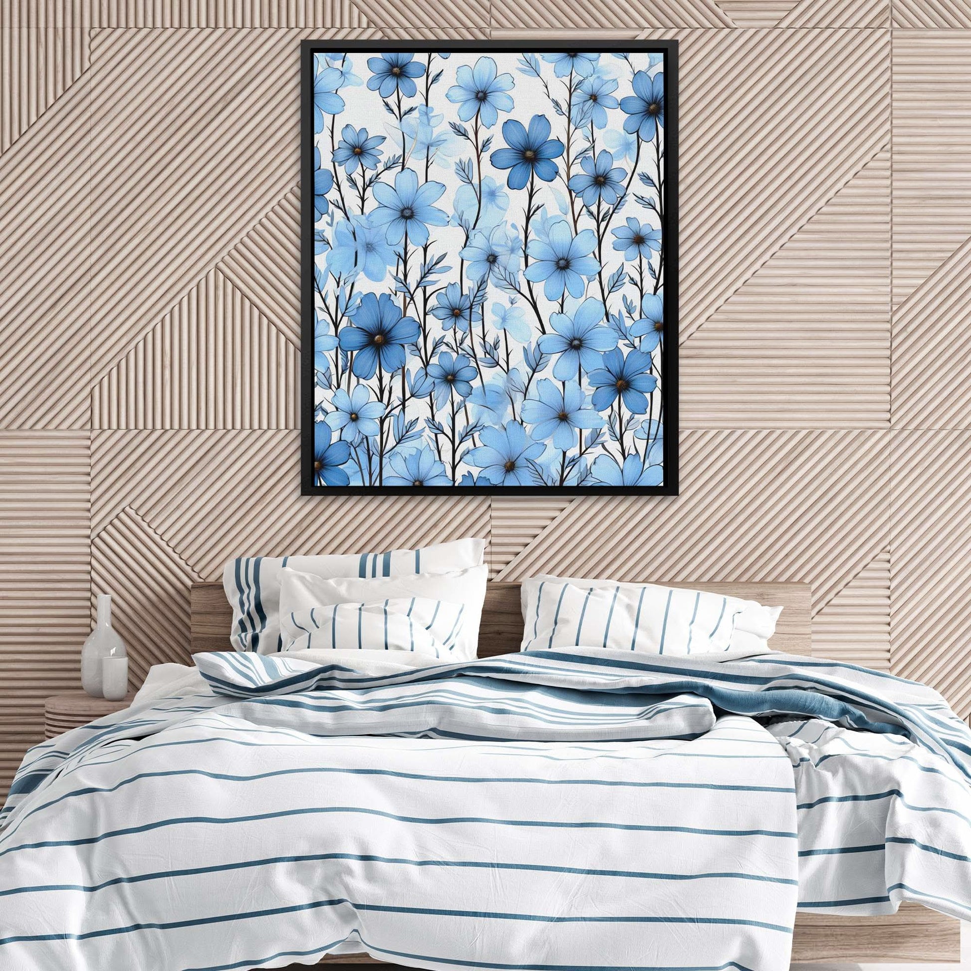 Floral Fantasy - Blue Wall Art for Bathroom