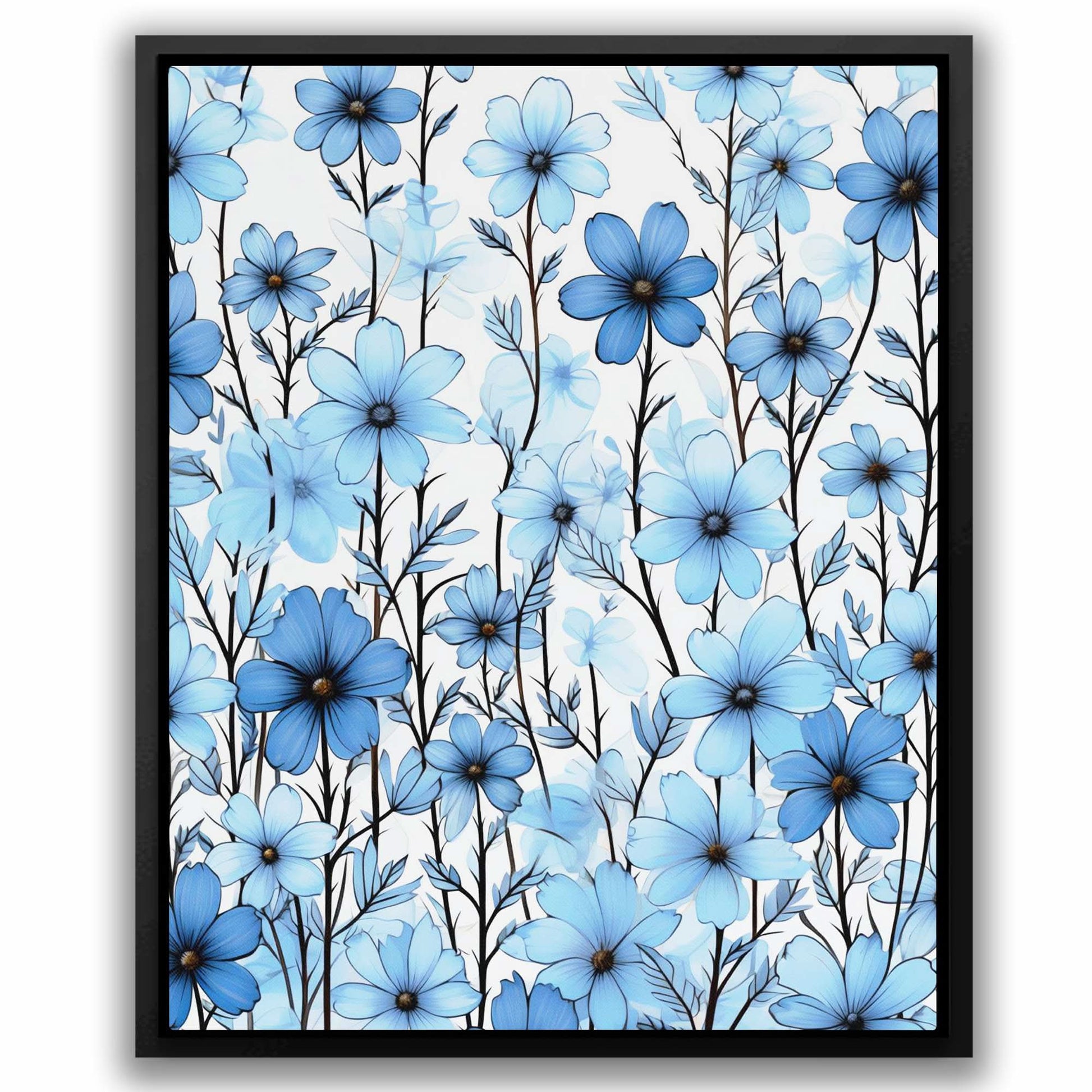 Floral Fantasy - Blue Canvas Wall Art