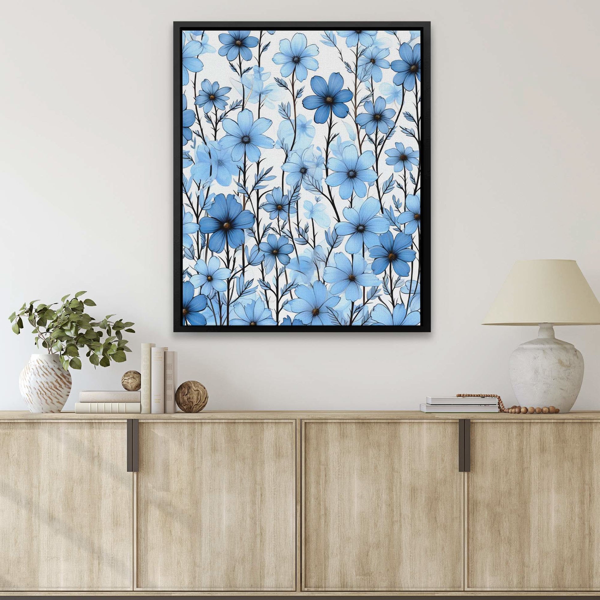 Floral Fantasy - Flowers Wall Art in Black Frame