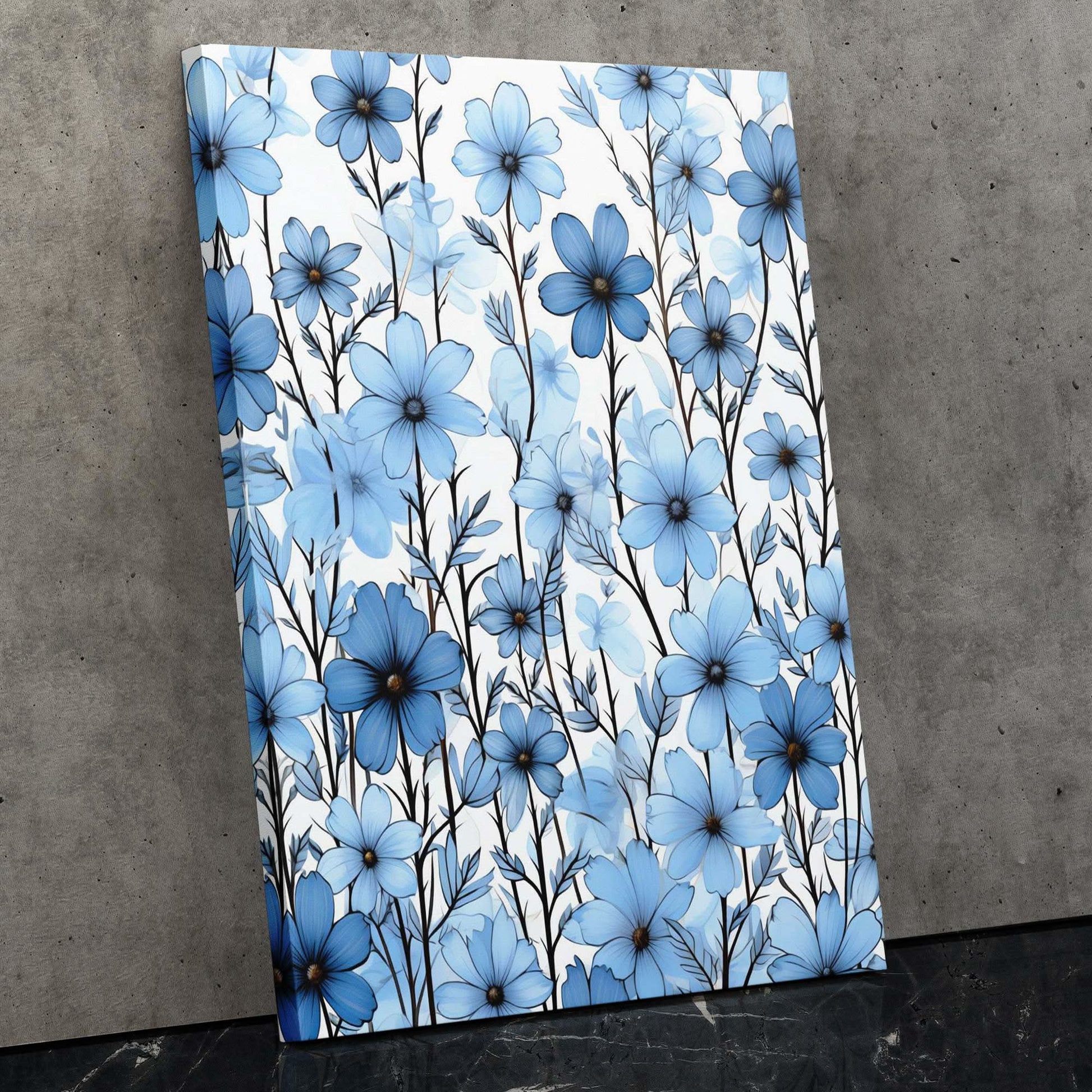 Floral Fantasy - Blue Flowers Canvas Print