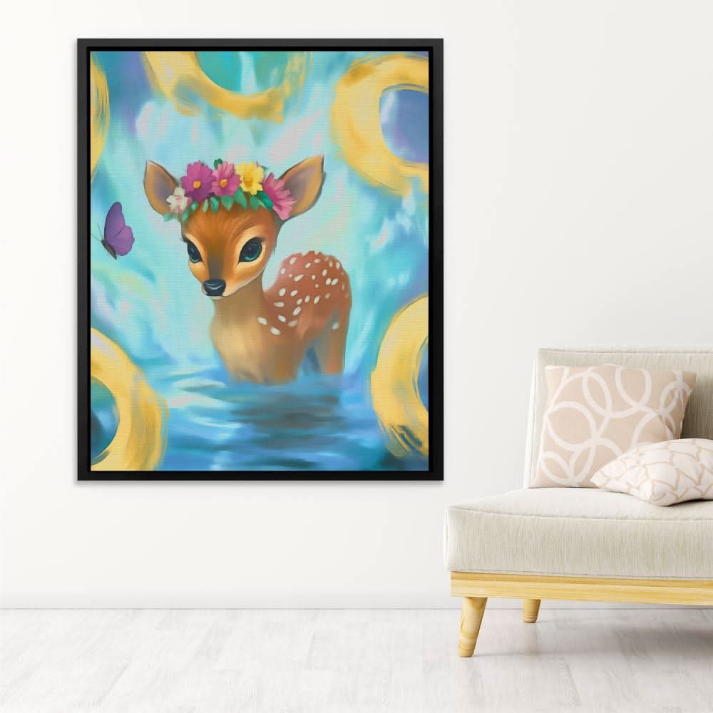 Floral Fawn Fantasy - Baby Animal Art for Kids Room