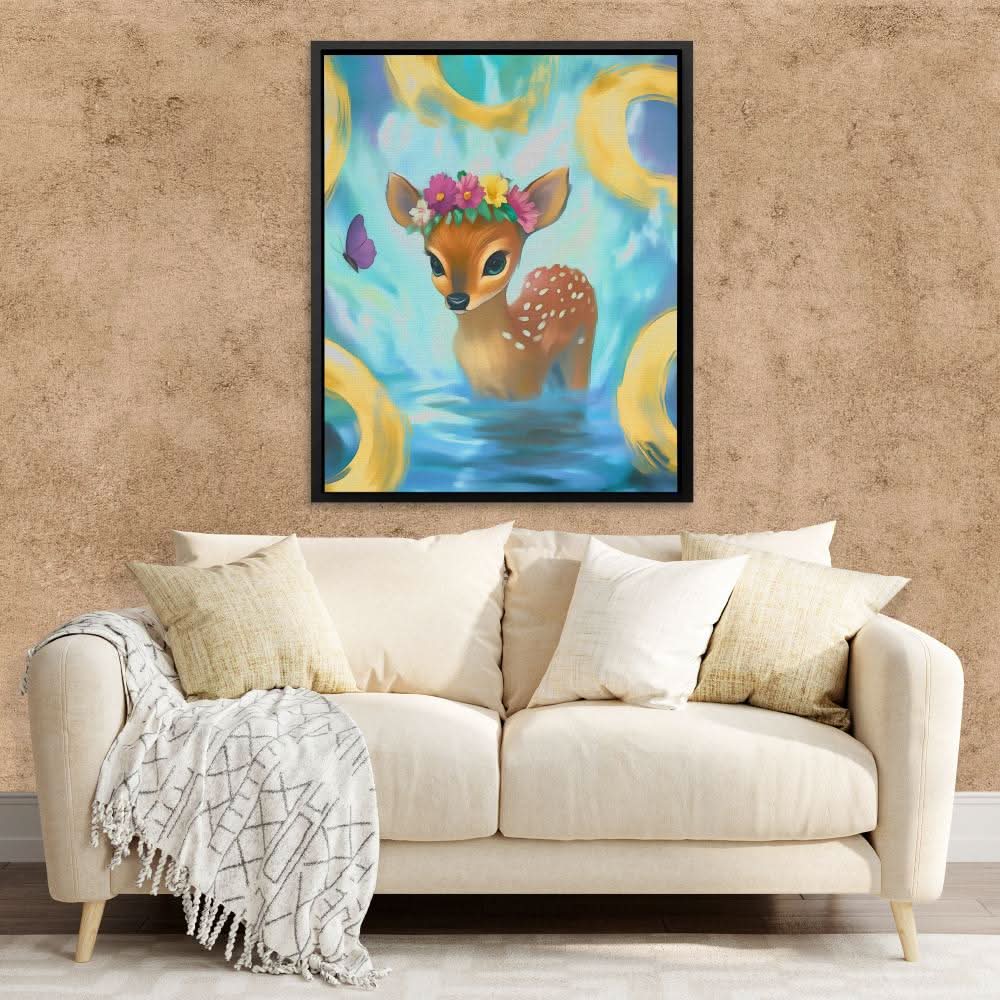 Floral Fawn Fantasy - Large Fantasy Canvas Print