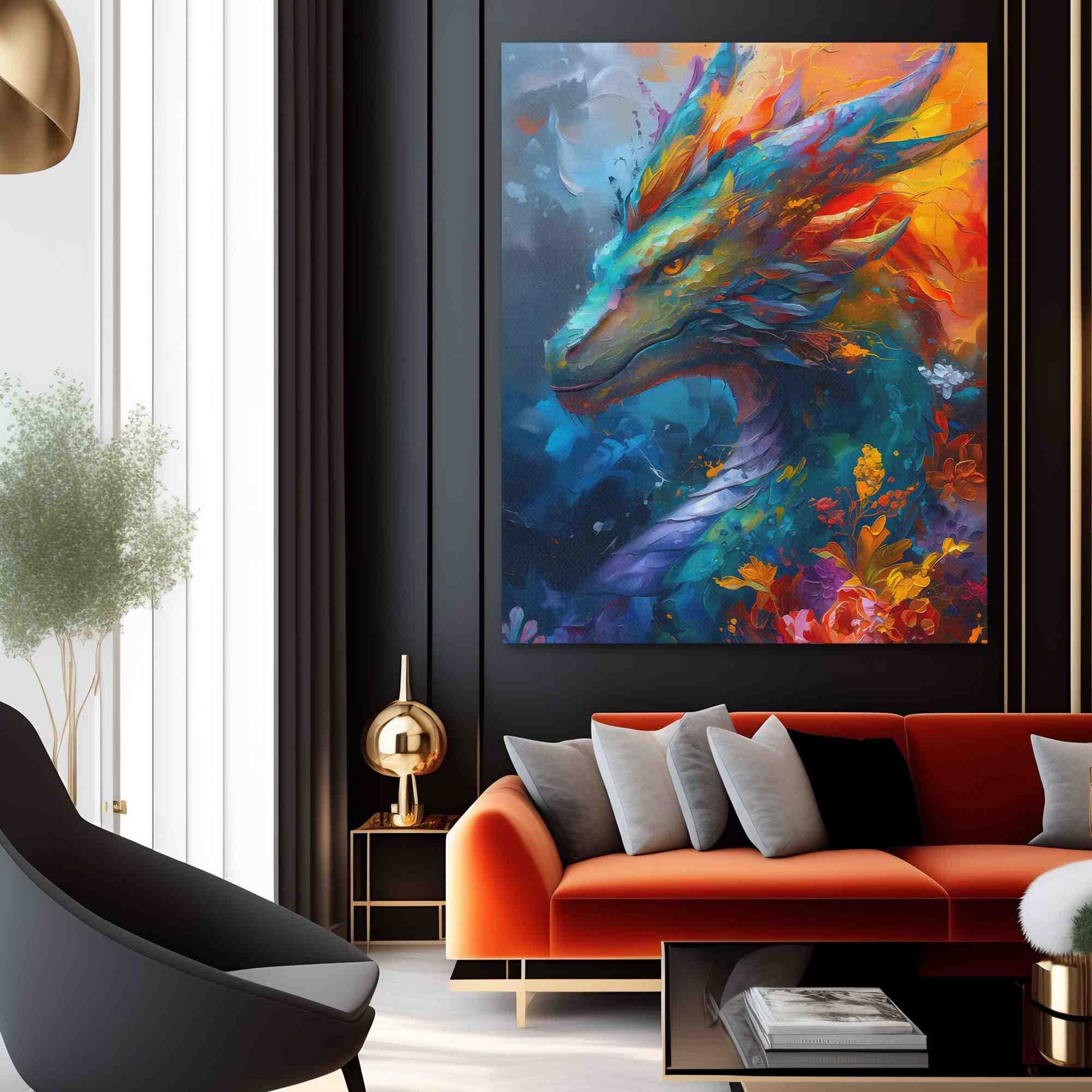 Floral Firepower - Fantasy Wall Art in Black Frame