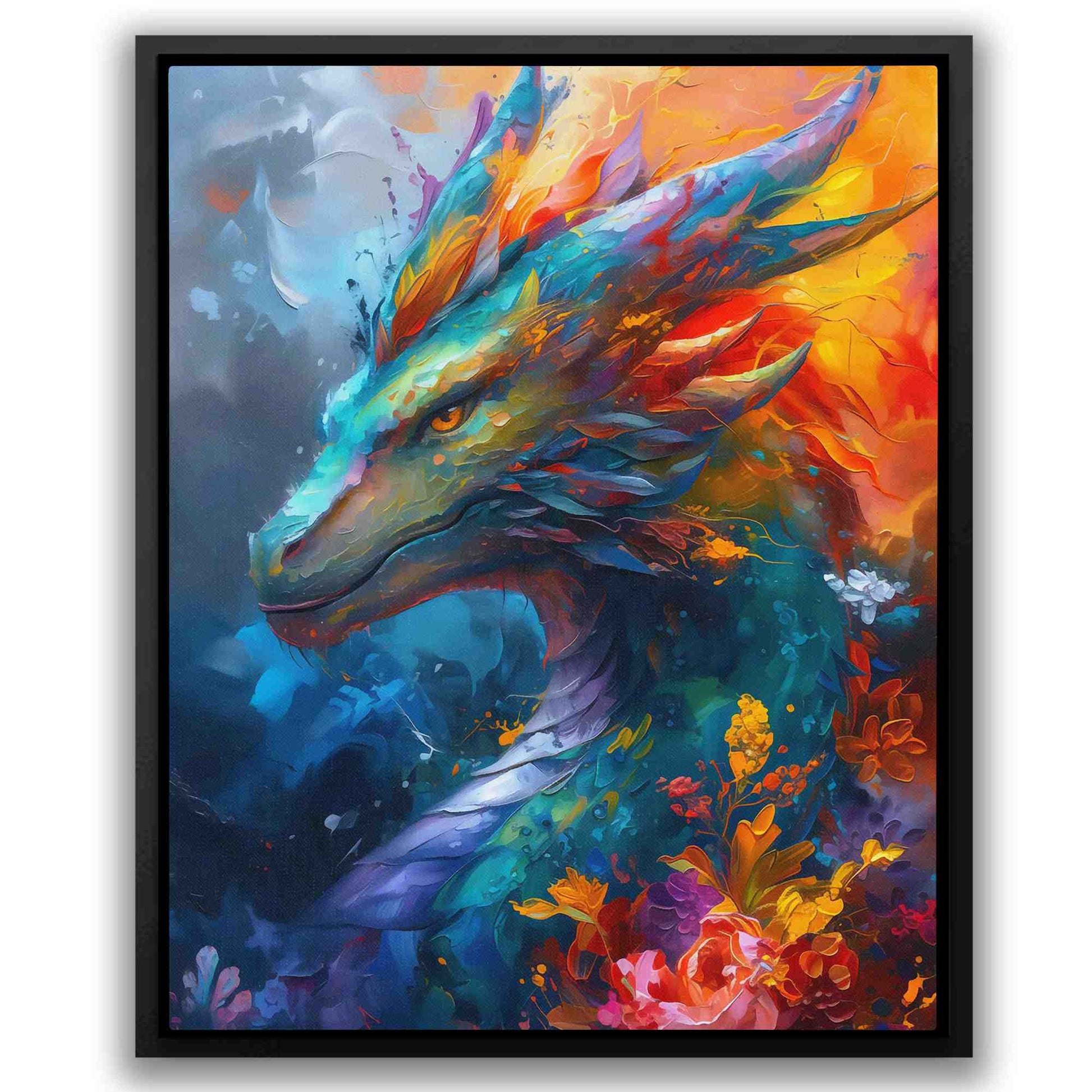 Floral Firepower - Blue Dragon Canvas Print