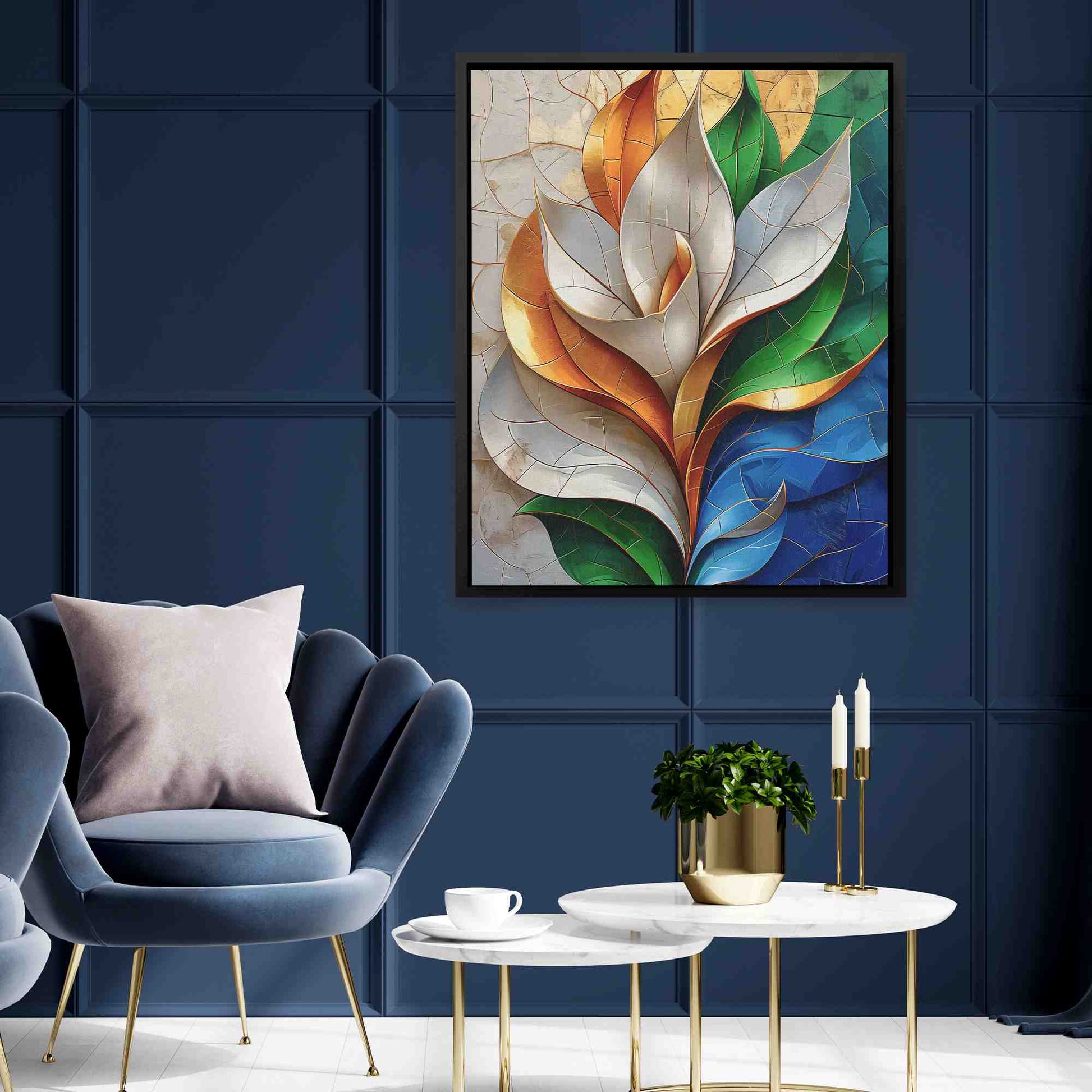 Floral Mystery - Abstract Wall Art in Black Frame