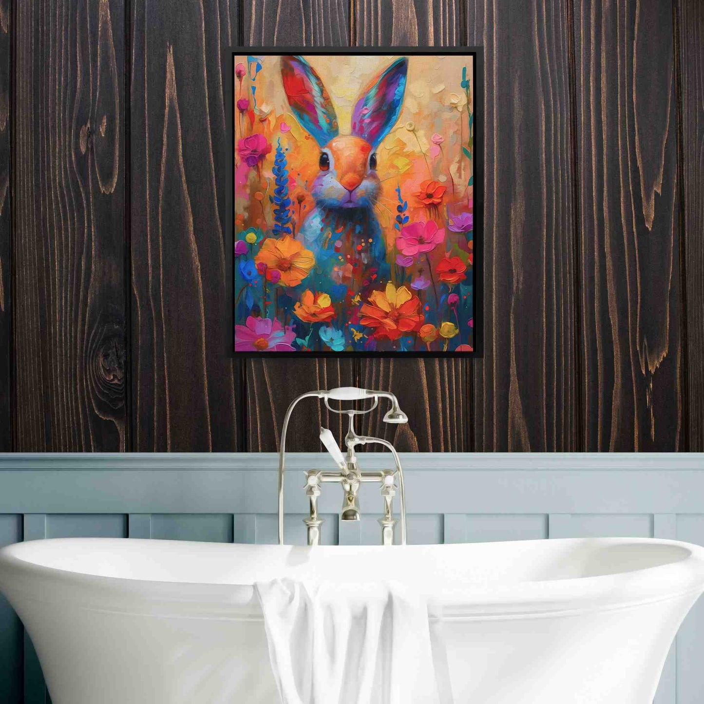 Floral Rabbit - Large Canvas Print