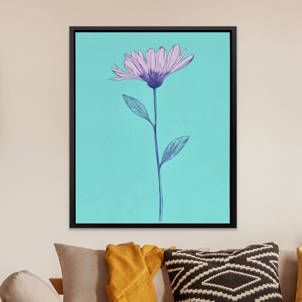 Floral Statement - Lavender Wall Art in Black Frame