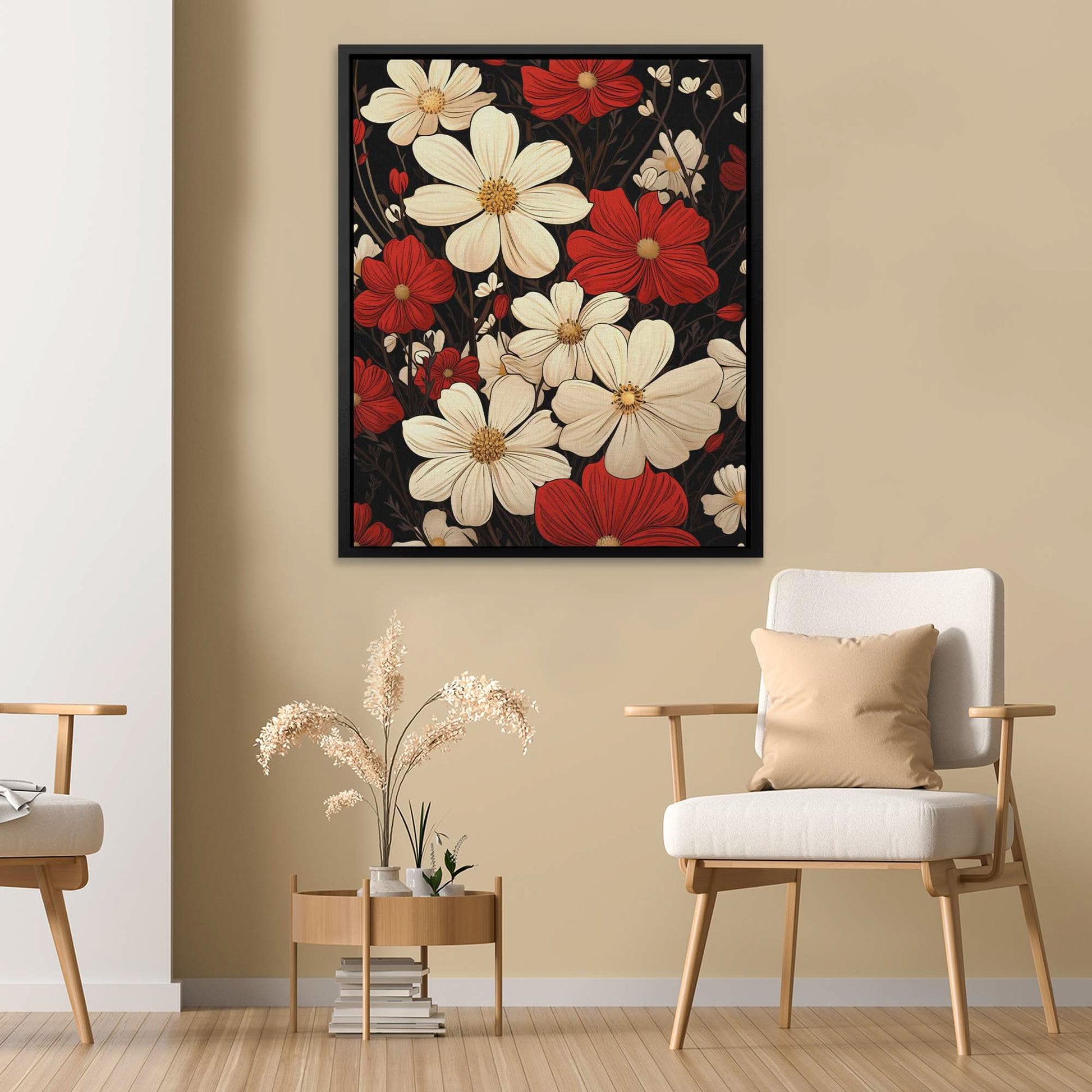Floral Symphony - Wall Art in Black Frame