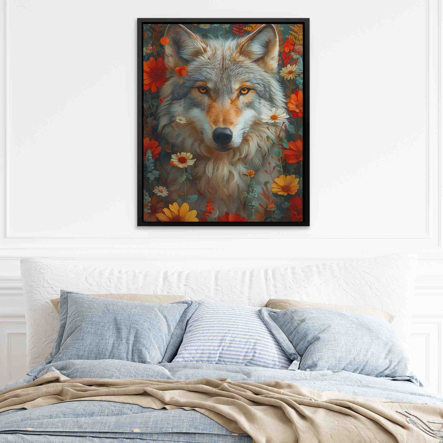 Floral Wolf - Animals Art for Living Room