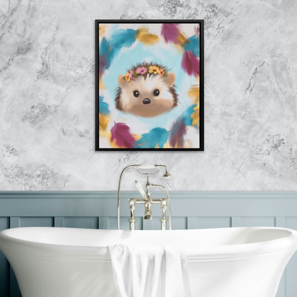 Flower Crown Hedgehog - Pastel Baby Animal Canvas Print