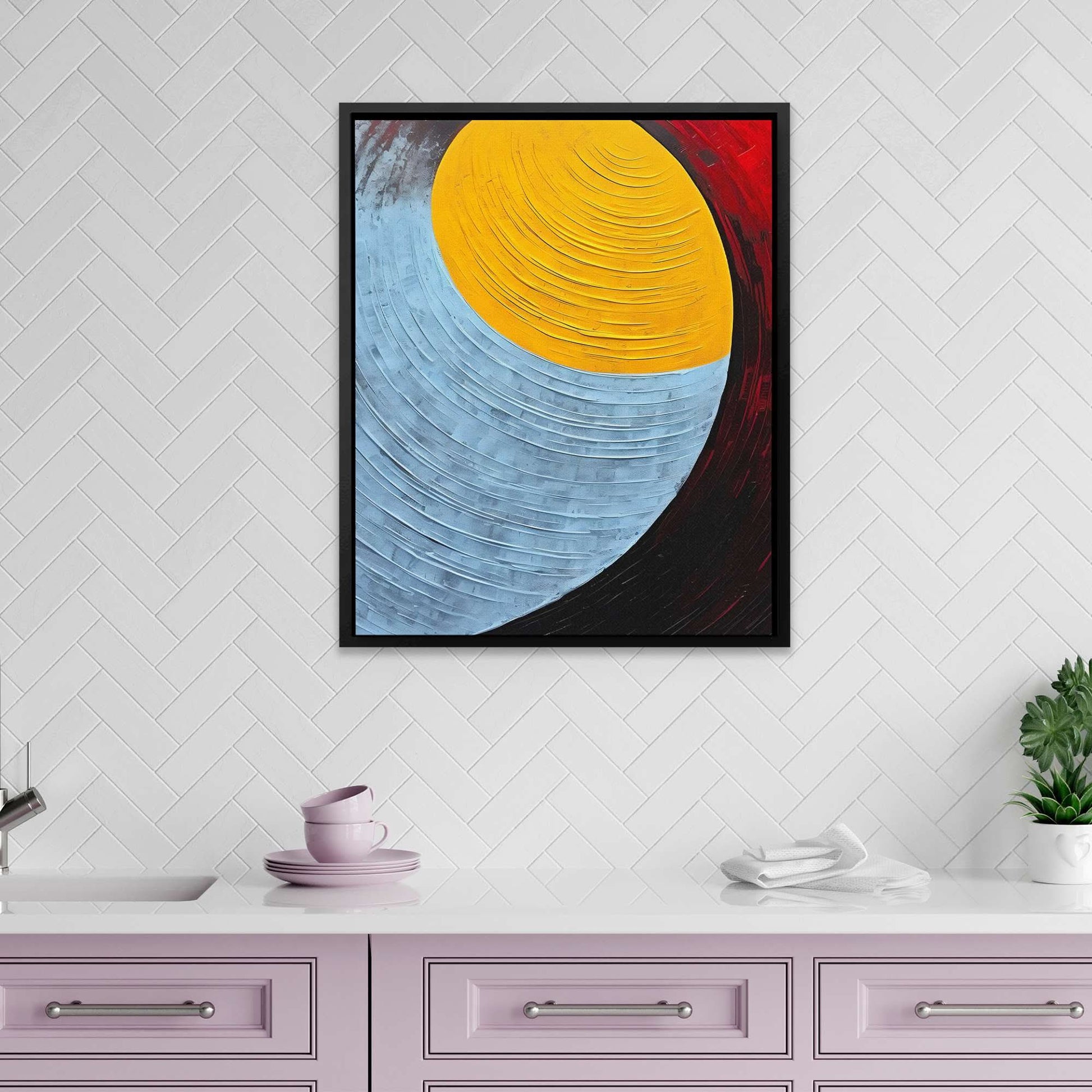 Flowing Color - Abstract Yellow Canvas Wall Art