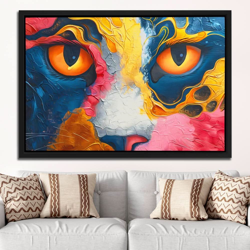 Flowing Feline - Abstract Wall Art in Black Frame
