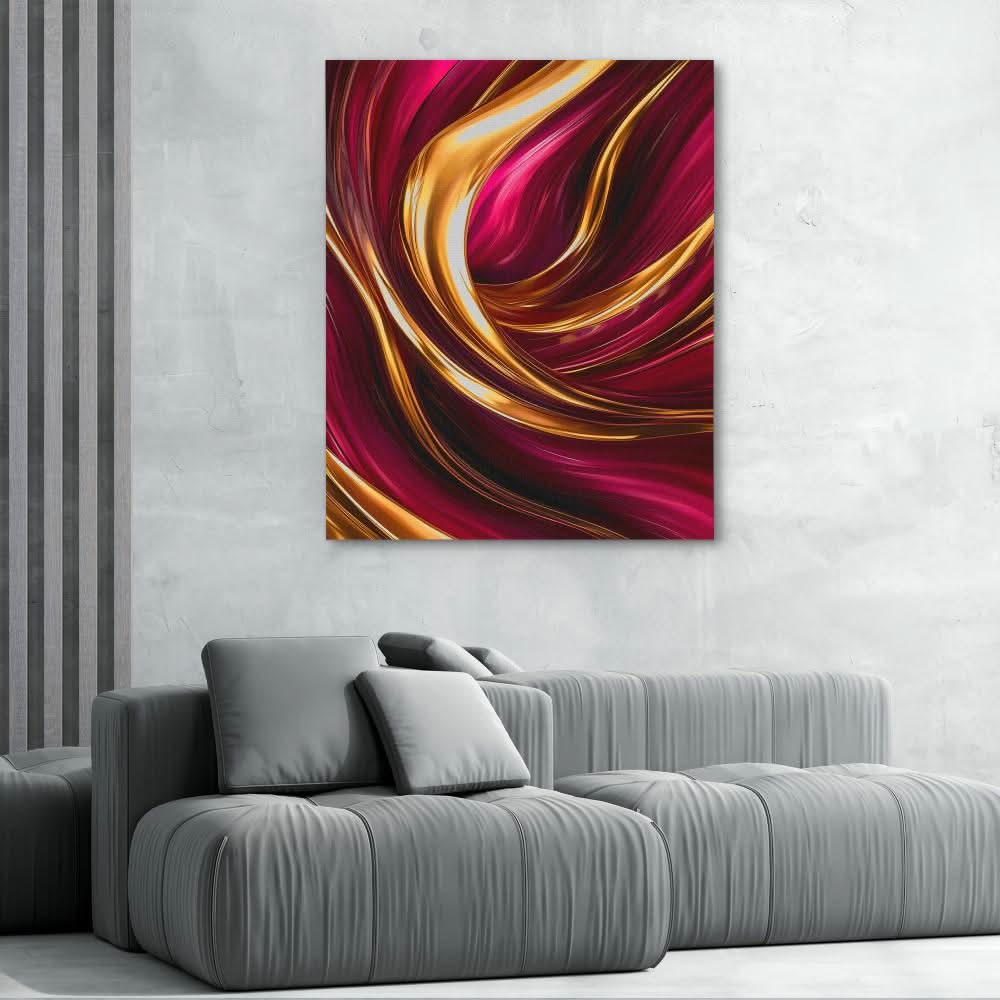 Flowing Gold and Pink - Gold Wall Art for Home Office