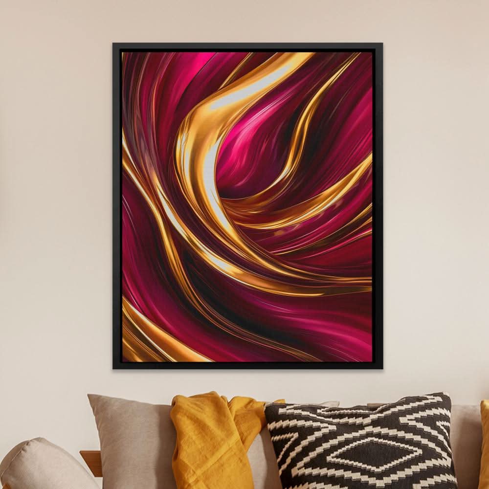 Flowing Gold and Pink - Large Abstract Canvas Print