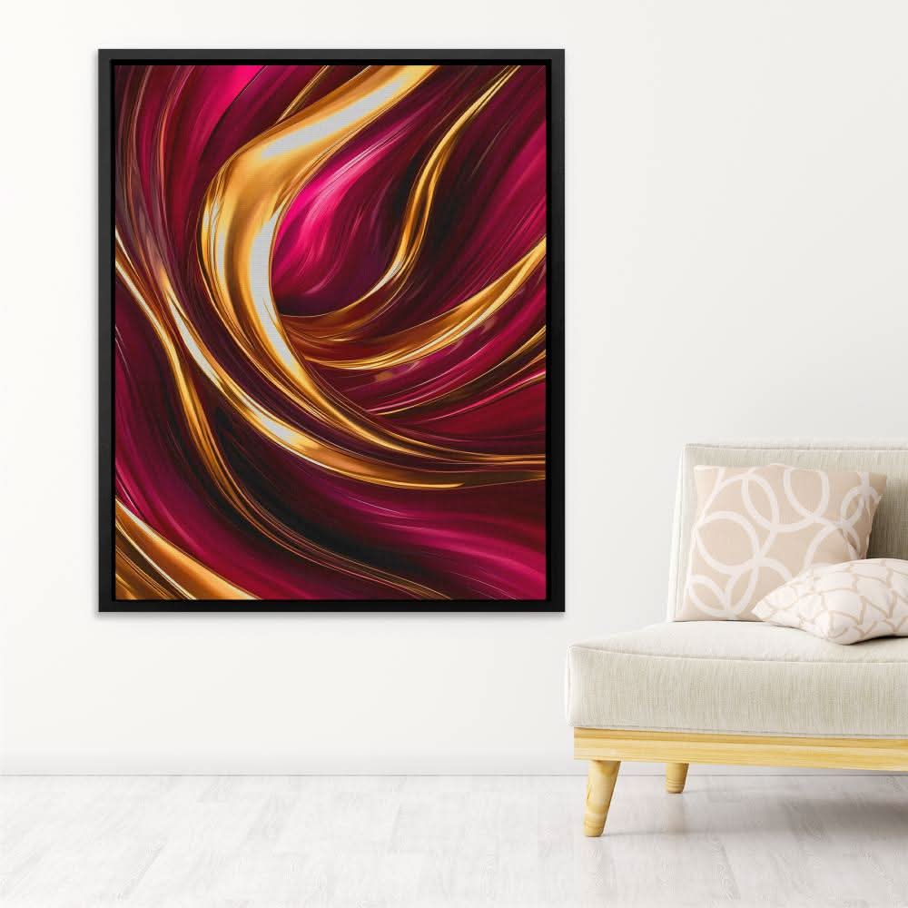 Flowing Gold and Pink - Glam Art for Dining Room