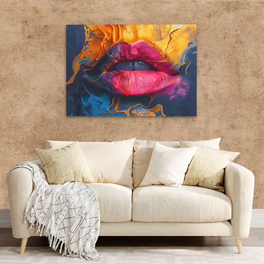 Flowing Lips - Colorful Wall Art for Bedroom