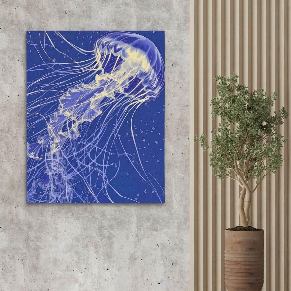 Flowing Ocean Beauty - Minimalist Wall Art in Black Frame