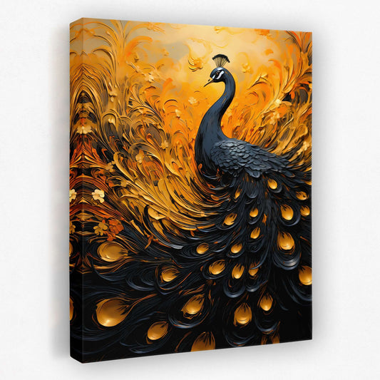 Flowing peacock - Animals Canvas Wall Art