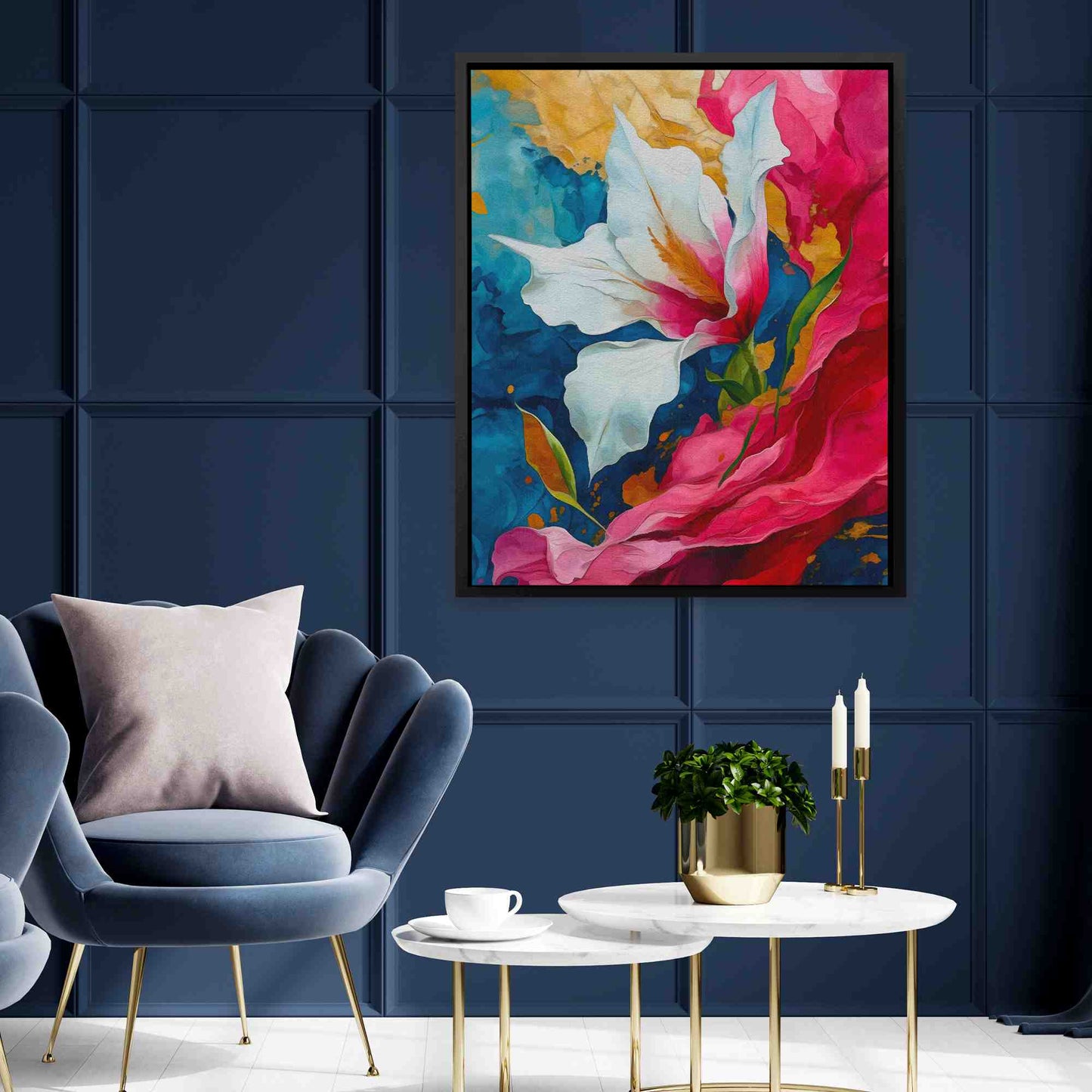Fluid Lily - Abstract Wall Art in Black Frame