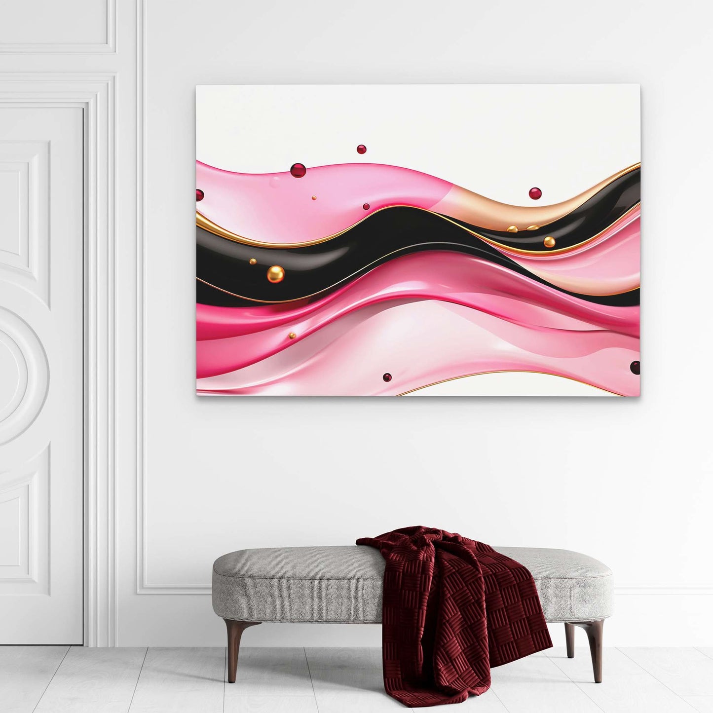 Fluid Pink River - Minimalist White Canvas Wall Art