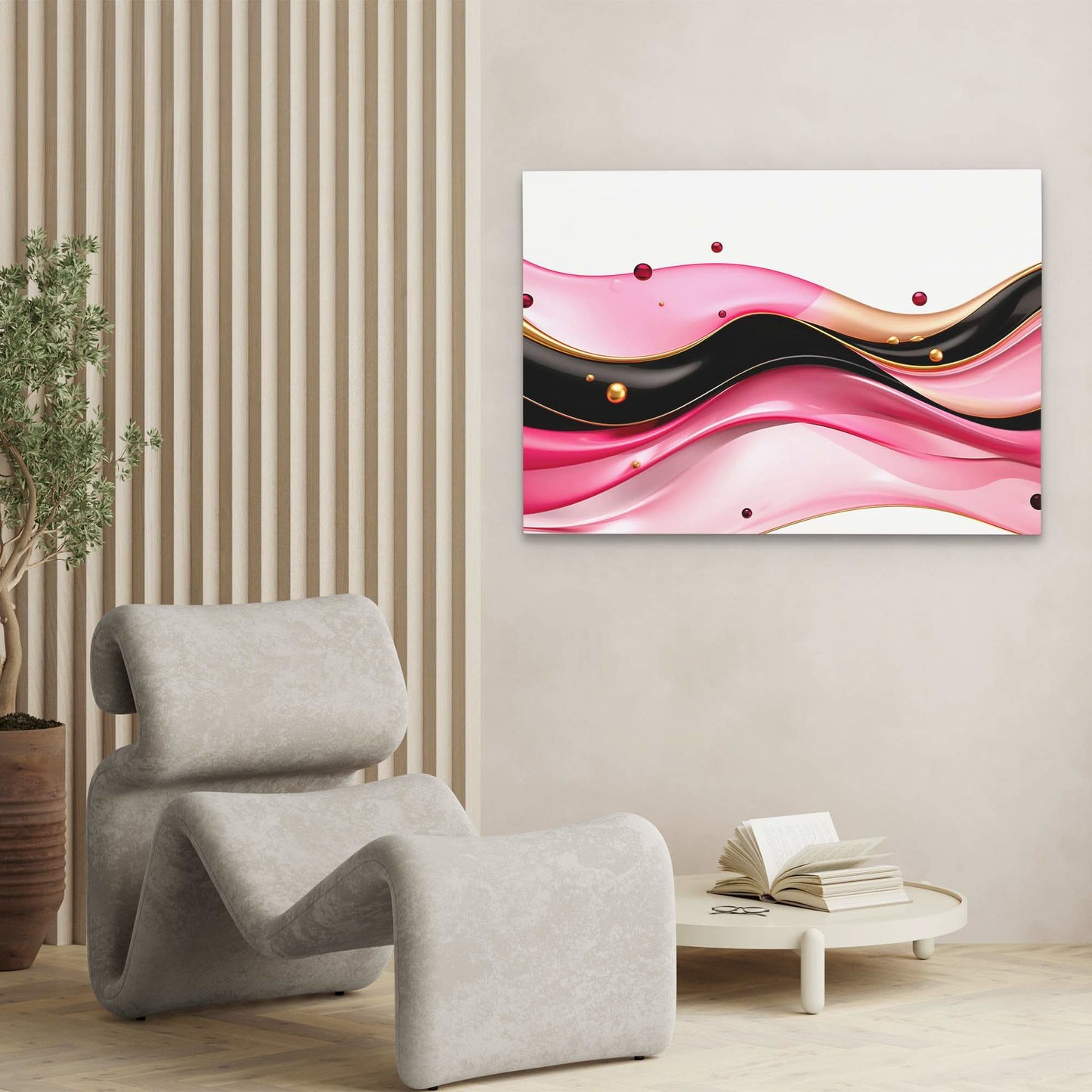 Fluid Pink River - Pink Wall Art for Bathroom