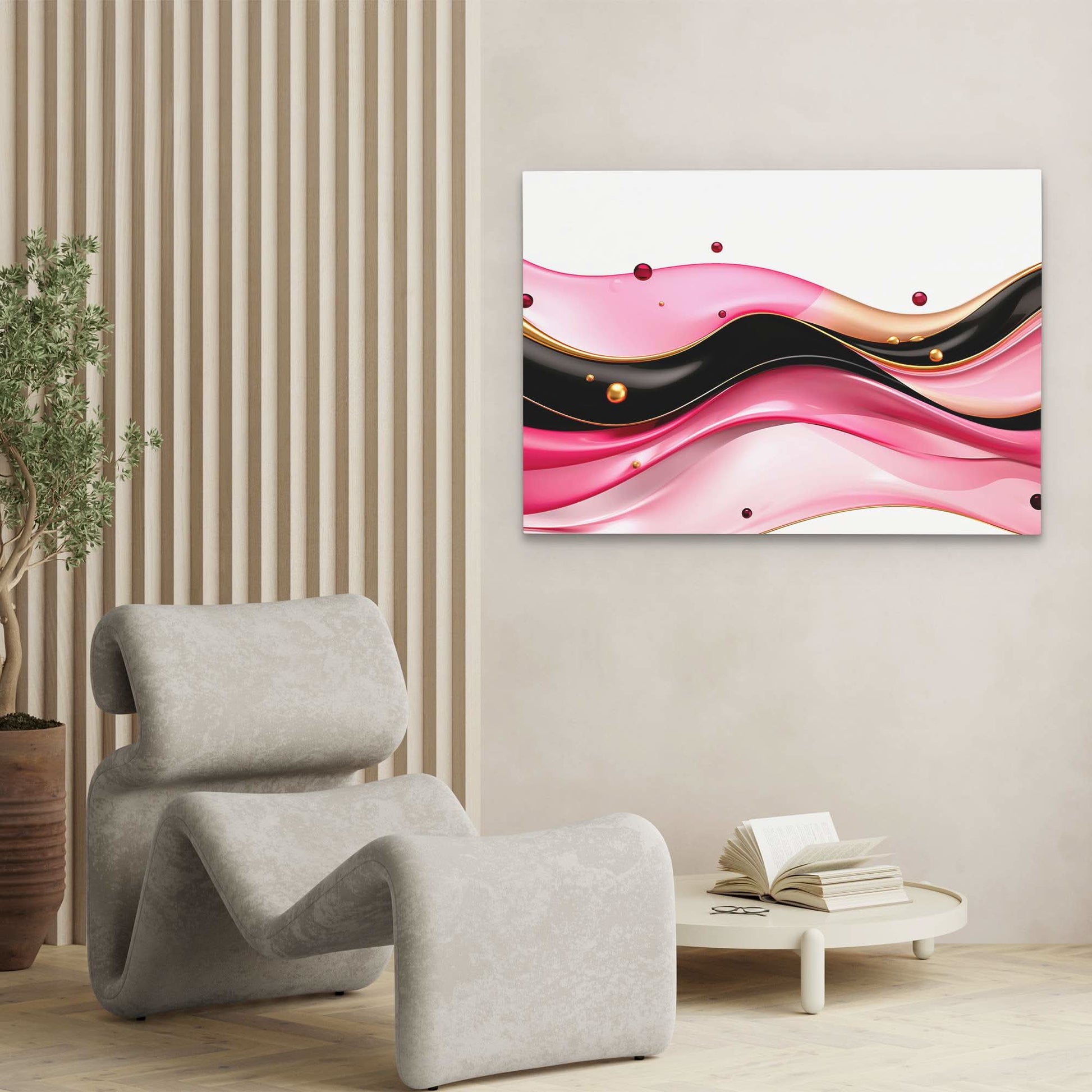 Fluid Pink River - Pink Wall Art for Bathroom